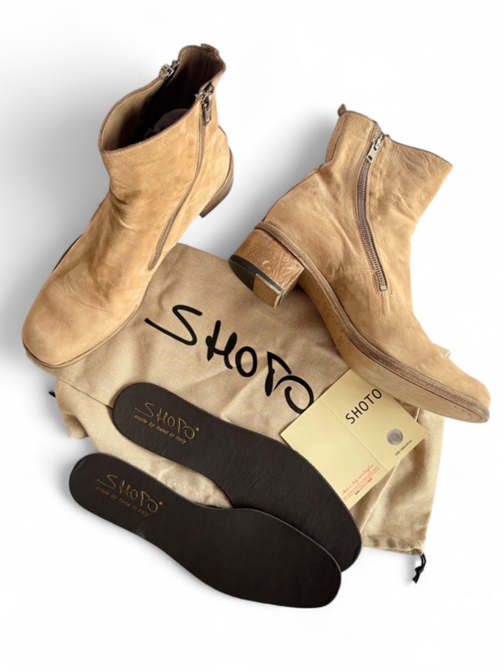 SHOTO Italian Leather Heel Boots